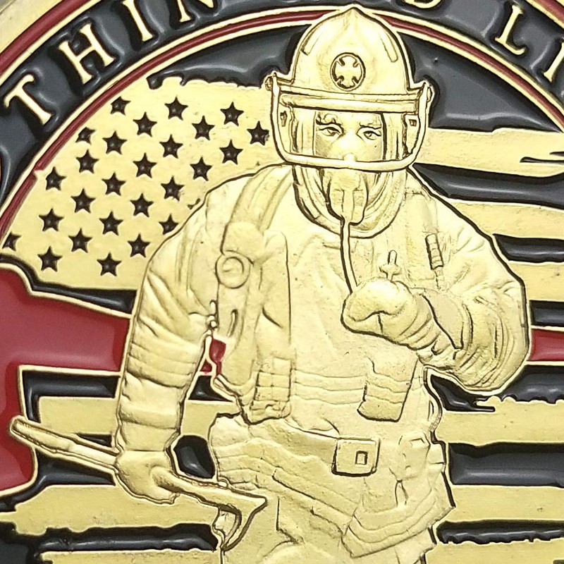 Firefighters Challenge Coin Thin Red Line Fire Dept.