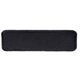 Black Name Tag Blank Patch - by Ivamis Trading - 3.5x1 inch - Twill Fabric - Paper Backing - Embroidered and Laser Cut Borders (P4034)