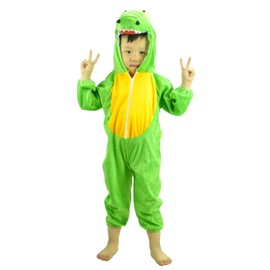 SCGEHA Dinosaur Children's Kigurumi Pajamas, Room Wear, Loungewear, Costume, Cosplay, Halloween, Costume, Kids, Animal Coverall, 2 Balloons Included (L)