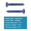 IMScrews 1/4" x 1-3/4" Blue Flat Head Concrete Screws for