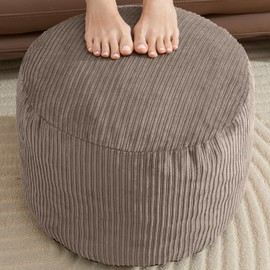 WSOFRLAC Pouf Ottoman Foot Stools with Foam Small Ottoman for Living Room Corduroy Ottomans Pouf 26x18 Floor Poufs Foot Rest for Chair Brown Hassocks and Ottomans