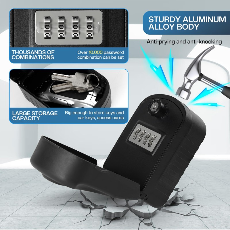 NBYT Portable Combination Lock keybox, Forgotten code can be found,For