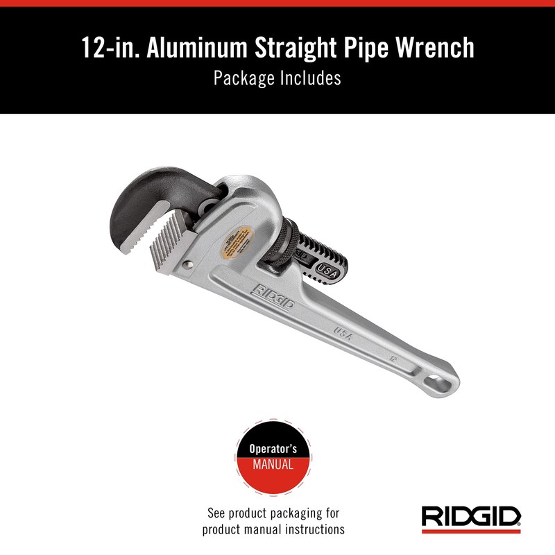 Rigid Aluminum Straight Pipe Wrench 11.8 inches (300 mm) 812