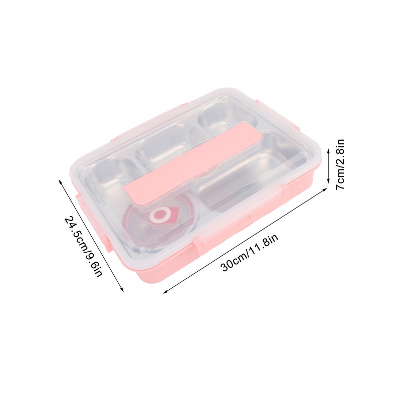 Lunch Box with Lid 5 Compartments Heat Preservation Stainless Steel