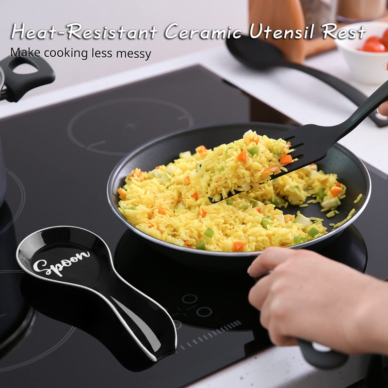 Ceramic Spoon Rest for Stove Top, DAYYET Large Spoon Holder,