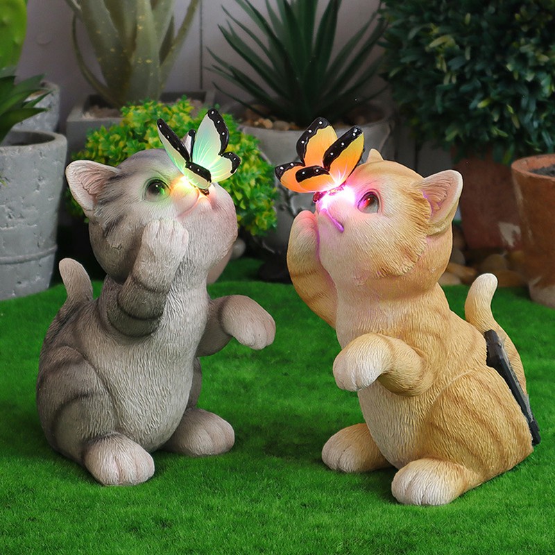Solar Cat Yard Decor Decorative Light Cat Garden Sculpture Exquisite