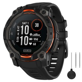 MoKo Rubber Sport Watch Band Compatible with Garmin Instinct 3 Solar 45mm/Instinct 3 Amoled 45mm, Adjustable Watch Band Replacement Waterproof Lightweight Strap Wristband, Dark Night Black