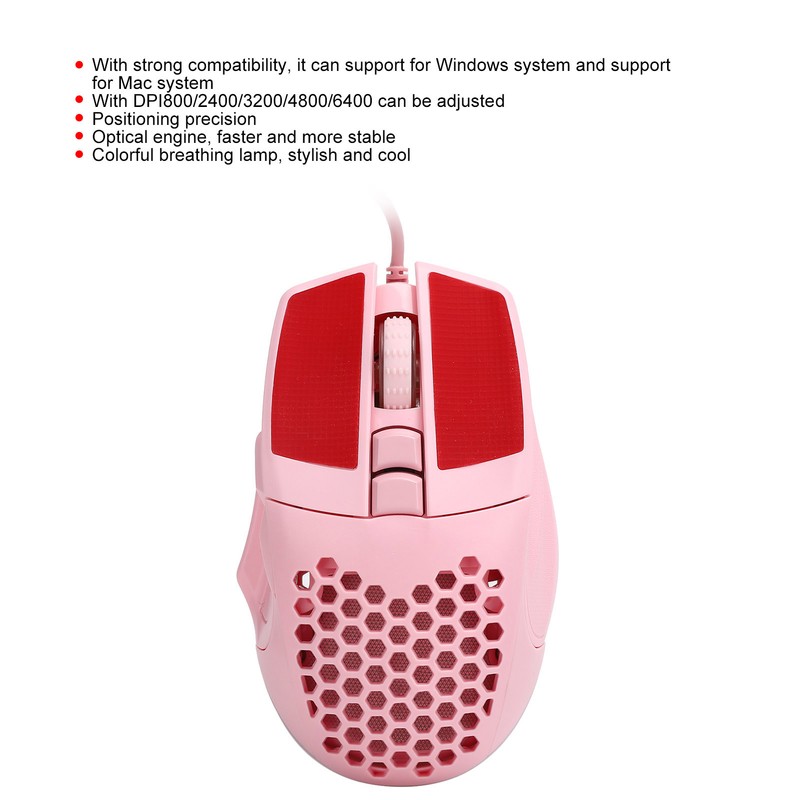 Wired Mouse 6400DPI with 6 Color Changing Backlight for PC