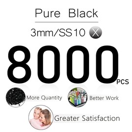 qiipii 8000PCS 3mm Black Resin Rhinestones for Crafts Pure Black Flatback Jelly Rhinestones Bulk SS10 Non-Hotfix Dark Black Stones Diamonds Crystals Gems for Mugs Tumblers Bottles DIY Crafts Décor