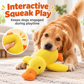 Squeaky Duck Plush Dog Toy for Interactive Play – Soft Fleece Cuddle Companion for Puppies and Small to Medium Dogs