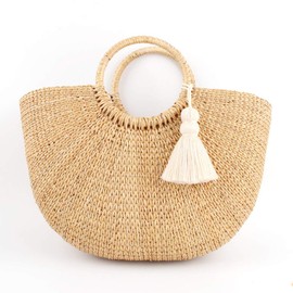 QTMY Beige Tassel Keychain for Women,Cute Boho Bag Charm Pendant Keyring Purse Handbag Decor