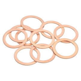 sourcing map 10Pcs Flat Washer, M33 Copper Washers Copper Sealing Ring Crush Washer Kit Assortment, 33mm ID, 40mm OD, 1.5mm Thick for Bolts Screws Machinery Repair