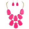 Firstmeet Statement Bubble Chunky Pendant Necklace with Earrings(XL-1123-Hot Pink)