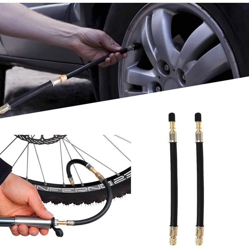 KEWAYO 2 Pieces Flexible Rubber Tire Valve Adapter Extension with