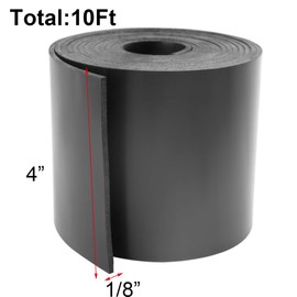 Neoprene Rubber Sheet, Solid Rubber Sheets, Rolls & Strips for DIY Gaskets, Crafts, Pads, Flooring, Protection, Supports, Leveling, Anti-Vibration, Anti-Slip (4" Wide x 1/8" Thick x 10' Long)