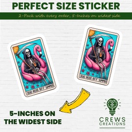 Grim Reaper Flamingo Sticker, Dead Inside But It's Summer, Funny Skeleton Laptop Decal, Cute Waterproof Vinyl Sticker - 5-Inch Sticker - 2-Pack - CCSTICKER00422