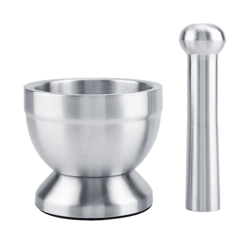 Stainless Steel Mortar Pestle Beans Garlic Spices Foodstuffs Grinder Kitchen
