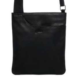 BACCINI Umhängetasche flach ELI aus Nappa-Leder I Crossbody Bag klein für Damen I Schultertasche schwarz handgefertigt