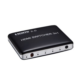 PremiumCord HDMI 2.0 Switch 3:1 with Remote Control, Ultra HD 4K 2160p 60Hz, Full HD 1080p, 3D, ARC, HDCP 2.2, Plastic Housing, Colour Black