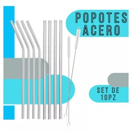 Veraly Popotes Acero Inox Set 8 Pz Ecológicos Ideal Vaso 30oz  20oz