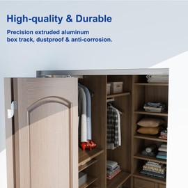 JUBEST 30“ Bifold Door Hardware, Folding Door Hardware Sliding Barn Door Hardwares for 2 Doors (15" Each), Top Mounted Bifold Door Hardware Kit for Bedroom, Bathroom, Closet