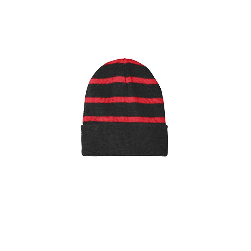 SPORT-TEK Unisex Striped Beanie with Solid Band