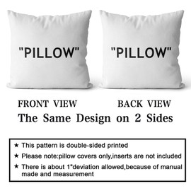 Snycler Hypebeast Room Decor,Off White Inspired Pillow Quotation Decorative Set of 2 Throw Pillow Cover,Sneakerhead Decor,Square Cushion Case for Home Sofa Couch Decoration 18"×18"