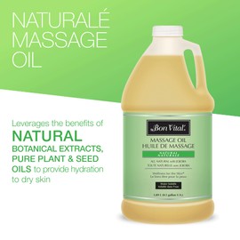 Bon Vital Naturale Massage Oil Made with Natural Ingredients for an Earth-Friendly Massage, Revives & Rehydrates Dry Skin Naturally, with Green Tea Extract, 1/2 Gal, Label may Vary