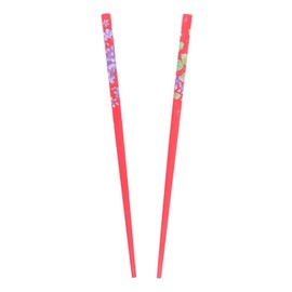 Set of Two Wooden Hair Sticks With Flowers Hair Pin Chopsticks 7 inches Long for Women - Red