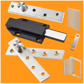 Inset Cabinet Hinges Plus Door Magnets,Hidden Hinges and Push to Open Door Latch,Hidden Door Hinge and Cabinet Magnets,Hidden Door Bookcase Hinges with Magnetic Catch Pivot Hinge