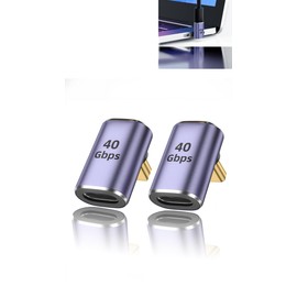 Honwor USB-C Right Angle Adapter, 2Pcs 90° Male to Female Connector, 40Gbps PD 100W 8K 60Hz, Thunderbolt 4 Compatible for MacBook Pro/Air, Switch, VR & More Type-C Devices