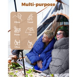 KingCamp Camping Blanket Ultralight Multifunctional Warm Outdoor Travel Blanket with Snaps Lightweight Sleeping Blanket for Hiking Picnic Home