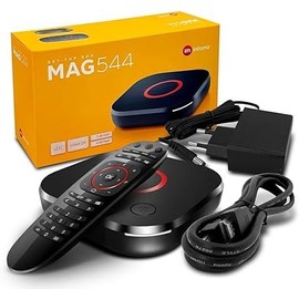 Infomir *New* 2024 Genuine Mag 544W3 4K Linux 4.9 Box 1GB DDR4 RAM - Built-in Dual 2.4G/5G WiFi - Replacement for mag 524w3 and 424W3, Black