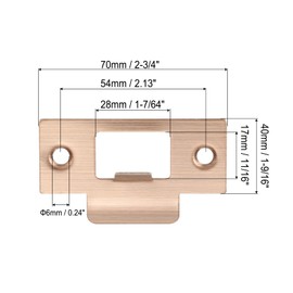 PATIKIL 2-3/4" Door Lock Strike Plate,1 Pcs Stainless T Strike Deadbolt Strike Plate,Door Backplate with Screw for Interior Exterior Door Use(Large Hole), Red Bronze