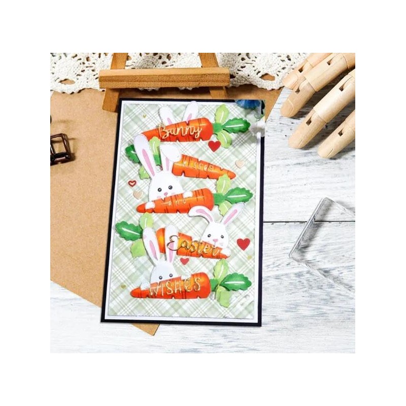 Merry Easter Bunny Carrots Metal Die Cuts,Spring Sunflower Frame Leaf