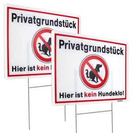 Sign Hunde Kacken Verboten mit Wrdspieß 12.6 x 9.4 inches Pack of 2 Double-Sided Print Privatgrundstück Hier ist Kein Hundeklo Sign PVC Hard Foam Board 5 mm