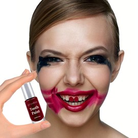 GL-Turelifes Tooth Colour Make-Up, Black Dental Painting Cream, Safe, Quick Drying, Realistic, Creating Black Out Tooth Makeup, Missing Teeth SFX for Halloween, Cosplay, Theatre 5 ml (Red)