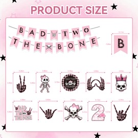 Bad Two the Bone Party Decoration Girls Include Bad Two The Bone Banner Hanging Swirls Rock And Roll 2nd Birthday Theme Party Supplies