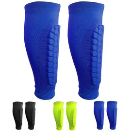 SANON Football Shin Pads, Shin Guards Professional Crashproof Shin Pads for Football Games Beginner, Running, Jogging, Cycling, Fitness, Teenagers Boys Girls Men Women 1 pair (Blue)