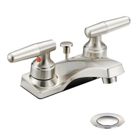 Designers Impressions 615656 Satin Nickel Two Handle Lavatory Bathroom Vanity Faucet - Bathroom Sink Faucet with Matching Pop-Up Drain Trim Assembly