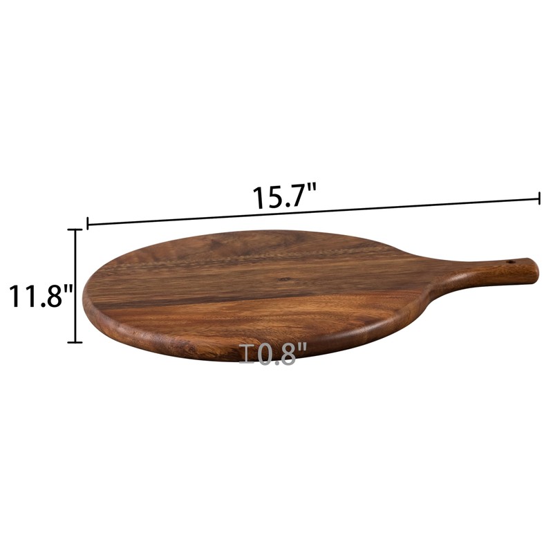 SOFE Walnut Wood Pizza Serving Board, 12" Round Thick Cutting