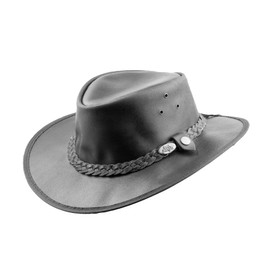Black Jungle Balat Leather Western Hat Australia Cowboy Hat, black