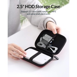ORICO - Funda para disco duro externo de 2.5 pulgadas, impermeable, a prueba de golpes, con tamaño interno de 5.5 x 3.5 x 1 pulgadas, para organizar discos duros y accesorios electrónicos, color rojo
