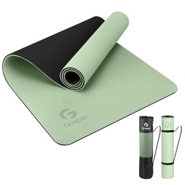 Yoga Mat Non Slip, Eco Friendly Fitness Exercise Mat with Carrying Strap,Pro Yoga Mats for Women,Workout Mats for Home, Pilates and Floor Exercises (Matcha Green/Black, Thickness-8mm)
