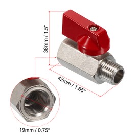 PATIKIL 1/4 NPT Mini Ball Valve Pack of 2 NPT Female Plug Shut-off for Pipe Connector Red