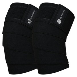 Vendas de rodilla - 1 par 200 cm x 8 cm - Compresión ajustable y ergonómica para soporte en levantamiento de pesas - Estabilidad y protección en gimnasio