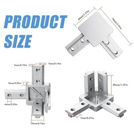 Aluminium Profile Corner Connectors, Pack of 8, Silver 3-Way Groove 8 3030, Deck Angle Connector with Screws and a Hole Opener, Profile Connector for European Standard 8 mm T Groove Aluminium