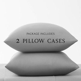 Linen Closet Luxury Cotton Percale Standard Pillowcases, Set of 2, Dark Gray