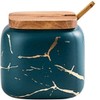 VollfitYYu Ceramic Spice Jar, Marble Look, Salt Jar, 360 ml,