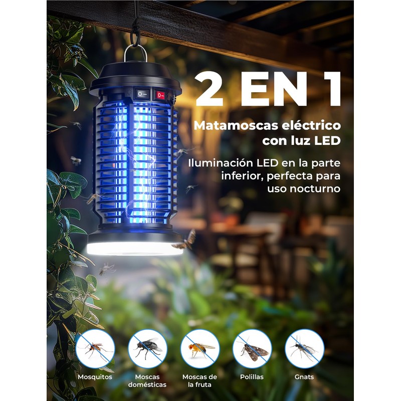 YISSVIC Elektrische Mückenlampe, elektrisch, 4200 V + 15 W, UV-Lampe,